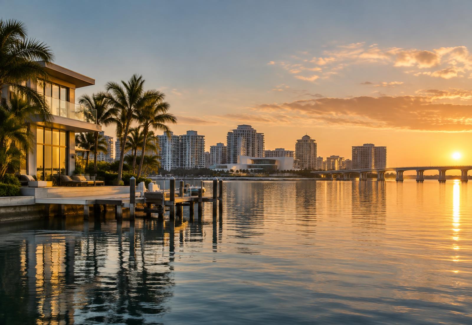 Sarasota waterfront at golden hour